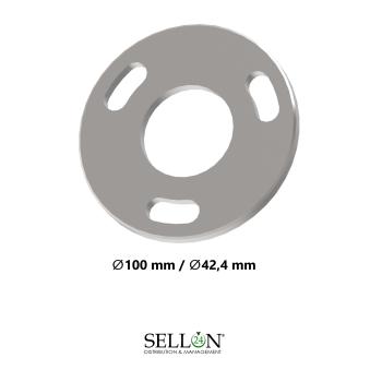 Edelstahl Bodenplatte 100 mm Flansch Pfosten Ø 42,4 mm Platte roh Langloch Ronde